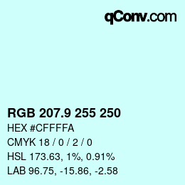 カラーコード: RGB 207.9 255 250 | qconv.com
