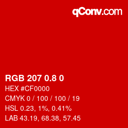 カラーコード: RGB 207 0.8 0 | qconv.com