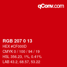 颜色代码: RGB 207 0 13 | qconv.com