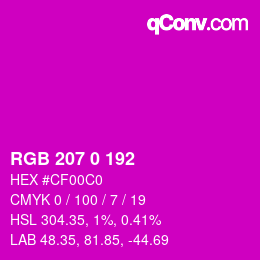 カラーコード: RGB 207 0 192 | qconv.com