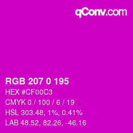 Color code: RGB 207 0 195 | qconv.com