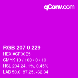 Color code: RGB 207 0 229 | qconv.com