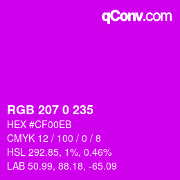 Color code: RGB 207 0 235 | qconv.com