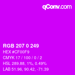 Color code: RGB 207 0 249 | qconv.com