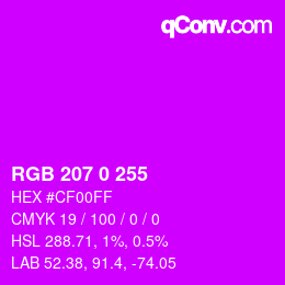 Color code: RGB 207 0 255 | qconv.com