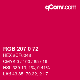 颜色代码: RGB 207 0 72 | qconv.com