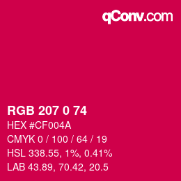 颜色代码: RGB 207 0 74 | qconv.com