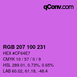 Color code: RGB 207 100 231 | qconv.com