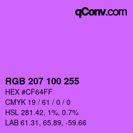 Color code: RGB 207 100 255 | qconv.com