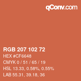 Farbcode: RGB 207 102 72 | qconv.com
