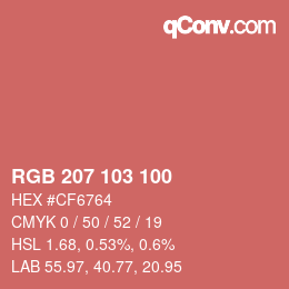 Color code: RGB 207 103 100 | qconv.com
