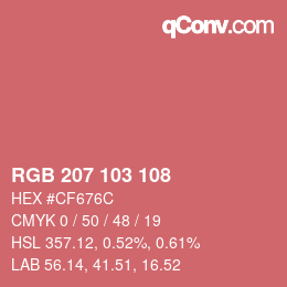 カラーコード: RGB 207 103 108 | qconv.com