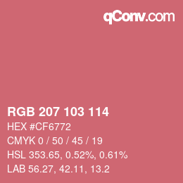 Color code: RGB 207 103 114 | qconv.com