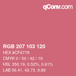カラーコード: RGB 207 103 120 | qconv.com