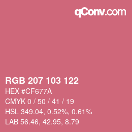 Color code: RGB 207 103 122 | qconv.com