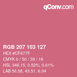 Color code: RGB 207 103 127 | qconv.com