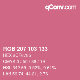 Color code: RGB 207 103 133 | qconv.com