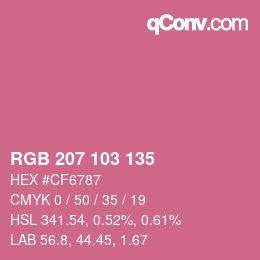 Color code: RGB 207 103 135 | qconv.com