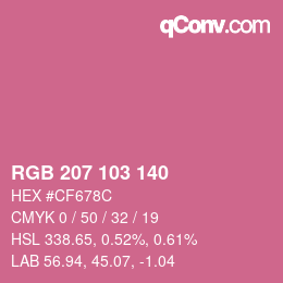 Color code: RGB 207 103 140 | qconv.com