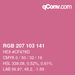 Color code: RGB 207 103 141 | qconv.com