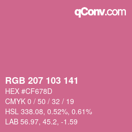 Color code: RGB 207 103 141 | qconv.com