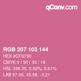 カラーコード: RGB 207 103 144 | qconv.com
