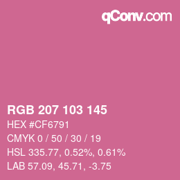 Color code: RGB 207 103 145 | qconv.com