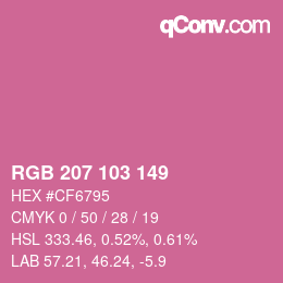 Color code: RGB 207 103 149 | qconv.com