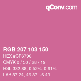 Color code: RGB 207 103 150 | qconv.com