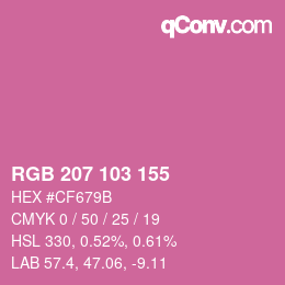 Color code: RGB 207 103 155 | qconv.com