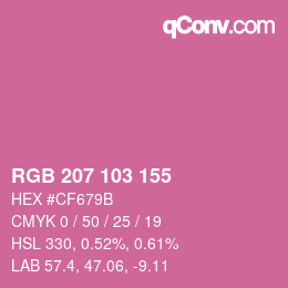 Color code: RGB 207 103 155 | qconv.com