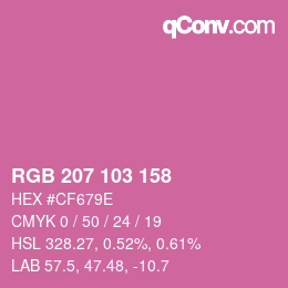 Color code: RGB 207 103 158 | qconv.com