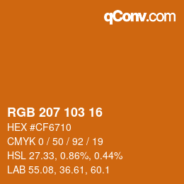 カラーコード: RGB 207 103 16 | qconv.com