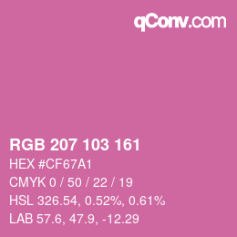 Color code: RGB 207 103 161 | qconv.com