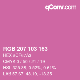 Color code: RGB 207 103 163 | qconv.com