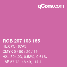 颜色代码: RGB 207 103 165 | qconv.com