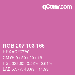 Color code: RGB 207 103 166 | qconv.com