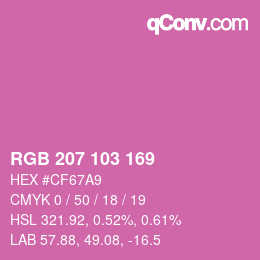 Color code: RGB 207 103 169 | qconv.com