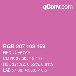 Color code: RGB 207 103 169 | qconv.com