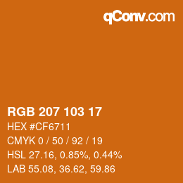 Color code: RGB 207 103 17 | qconv.com