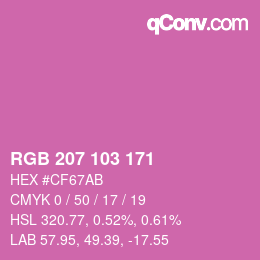 Color code: RGB 207 103 171 | qconv.com