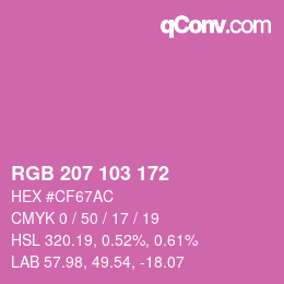カラーコード: RGB 207 103 172 | qconv.com