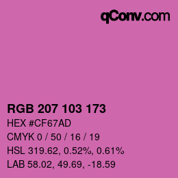 Color code: RGB 207 103 173 | qconv.com