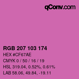 カラーコード: RGB 207 103 174 | qconv.com