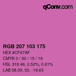 Color code: RGB 207 103 175 | qconv.com