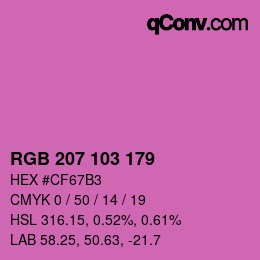 Color code: RGB 207 103 179 | qconv.com