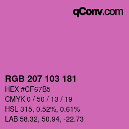 カラーコード: RGB 207 103 181 | qconv.com
