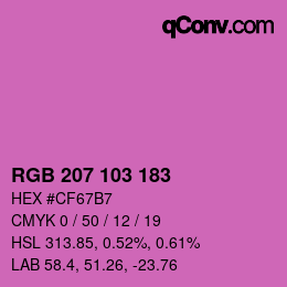 Color code: RGB 207 103 183 | qconv.com