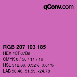 カラーコード: RGB 207 103 185 | qconv.com