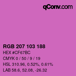 Color code: RGB 207 103 188 | qconv.com